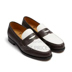 Men's Brown & White Two-Tone Penny Loafers
