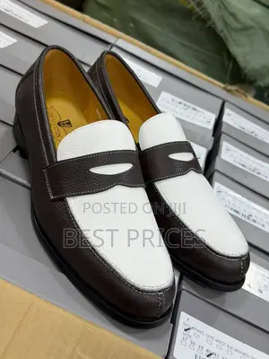 Men's Brown & White Two-Tone Penny Loafers
