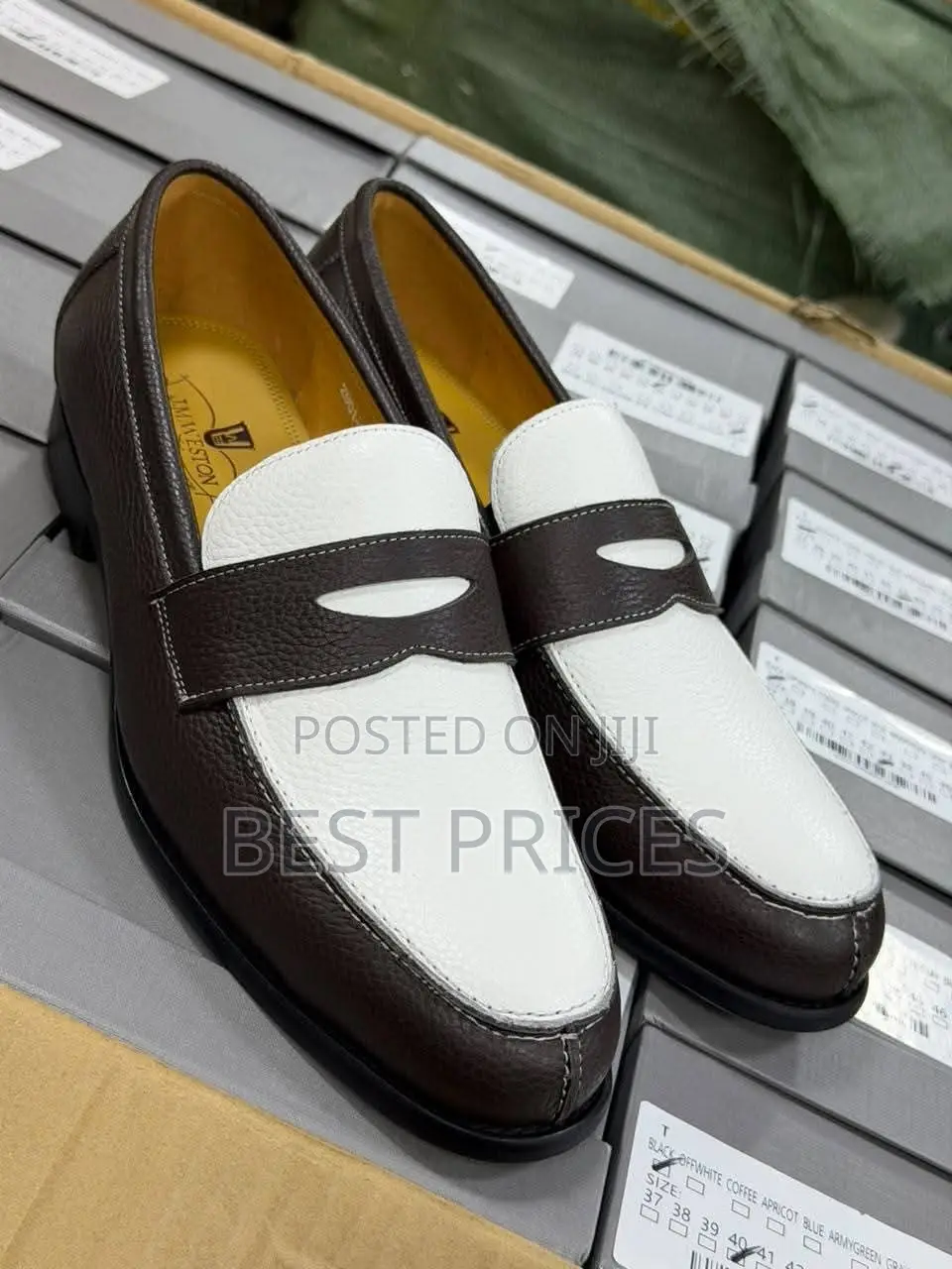 Men's Brown & White Two-Tone Penny Loafers