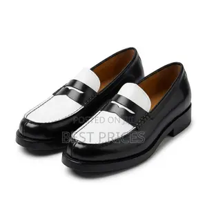 Men's Black & White Two-Tone Penny Loafers