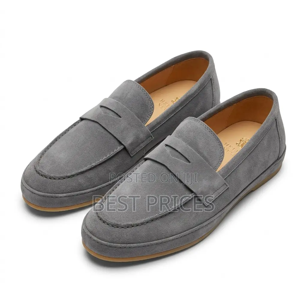 Men's Grey Suede Penny Loafers