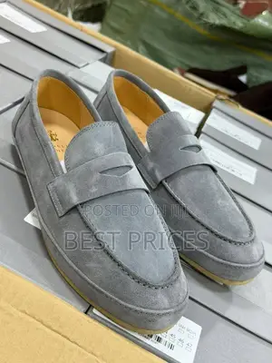 Men's Grey Suede Penny Loafers