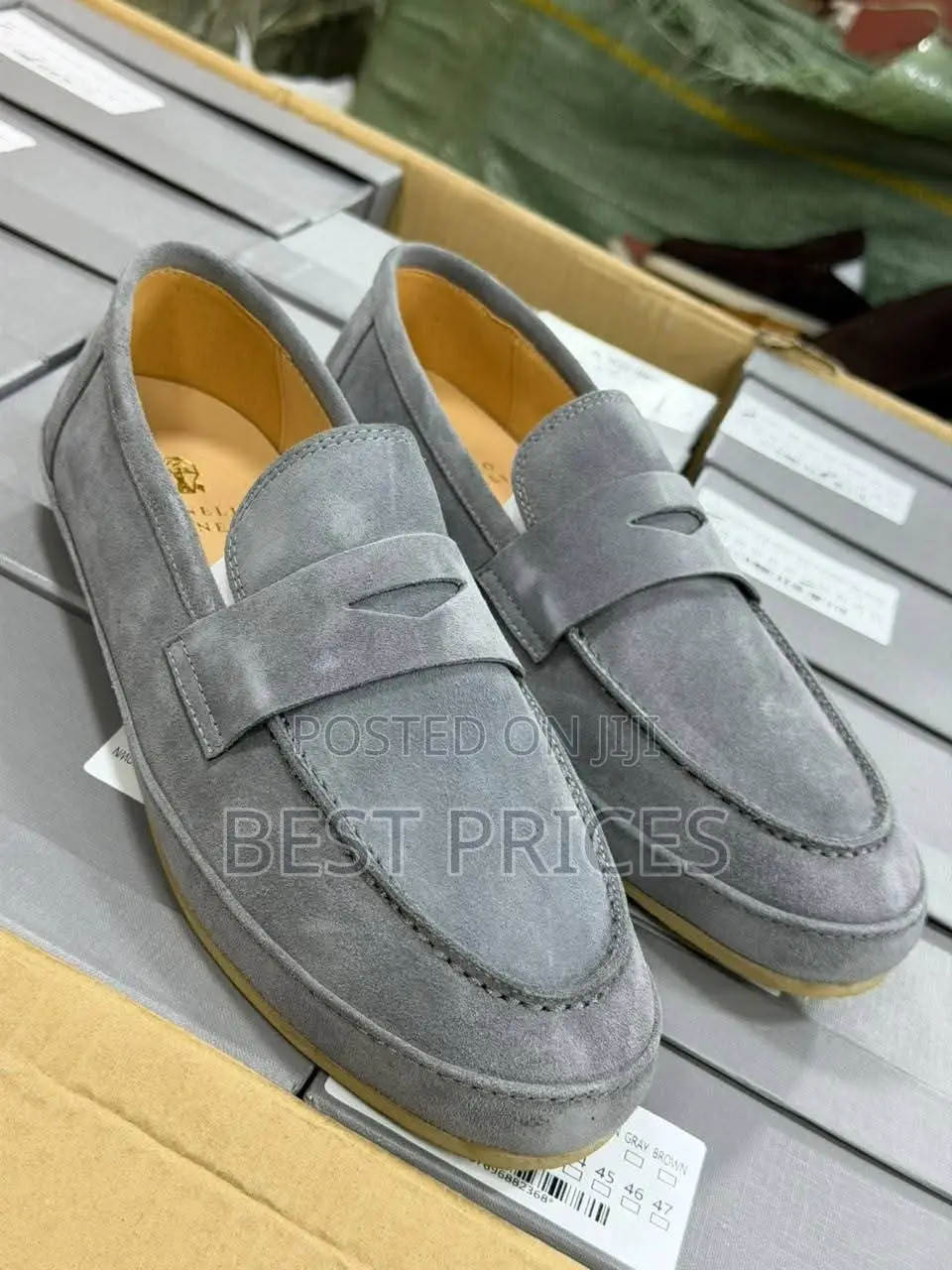 Men's Grey Suede Penny Loafers