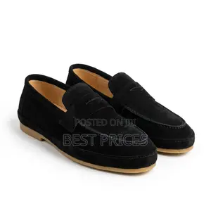 Men's Black Suede Penny Loafers