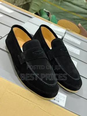 Men's Black Suede Penny Loafers