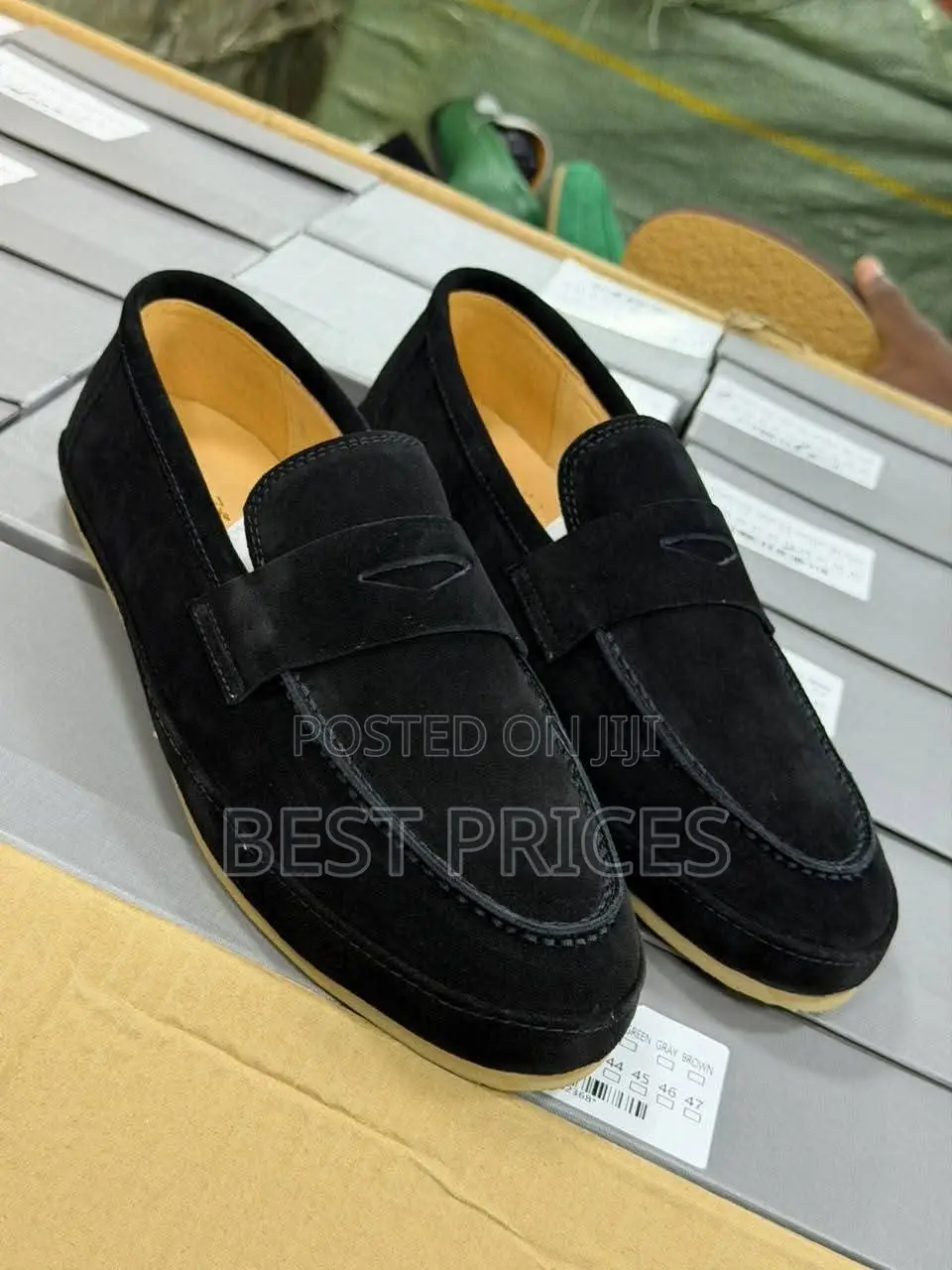 Men's Black Suede Penny Loafers