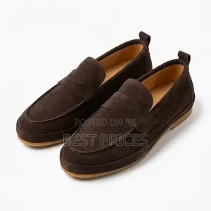 Men's Dark Brown Suede Penny Loafers