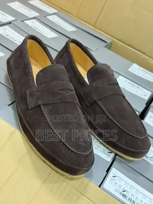 Men's Dark Brown Suede Penny Loafers