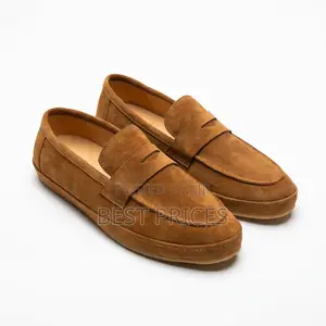 Men's Tan Suede Penny Loafers