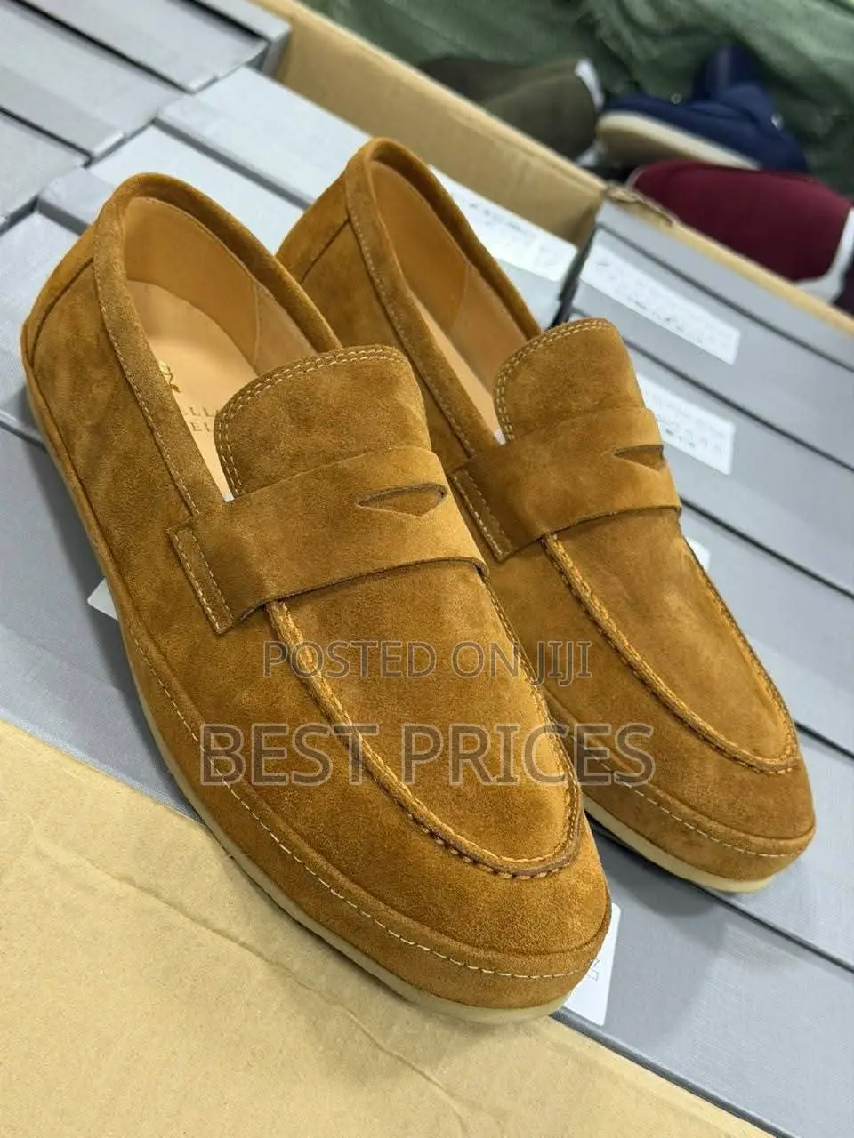 Men's Tan Suede Penny Loafers