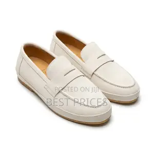 Men's Off-White Suede Penny Loafers