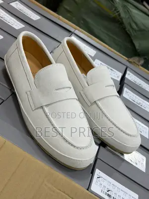 Men's Off-White Suede Penny Loafers