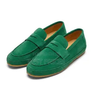 Men's Green Suede Penny Loafers