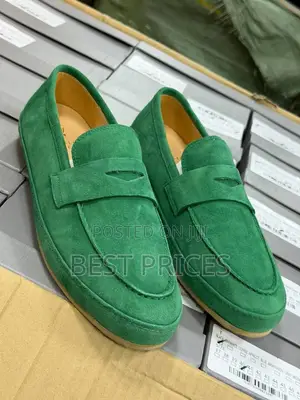 Men's Green Suede Penny Loafers