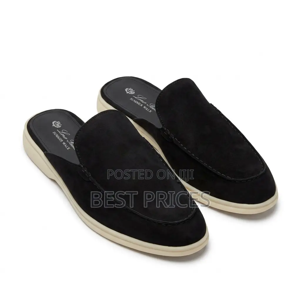 Men's Black Suede Mule Slides