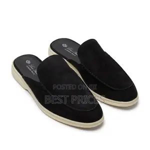 Men's Black Suede Mule Slides