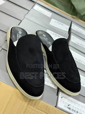 Men's Black Suede Mule Slides