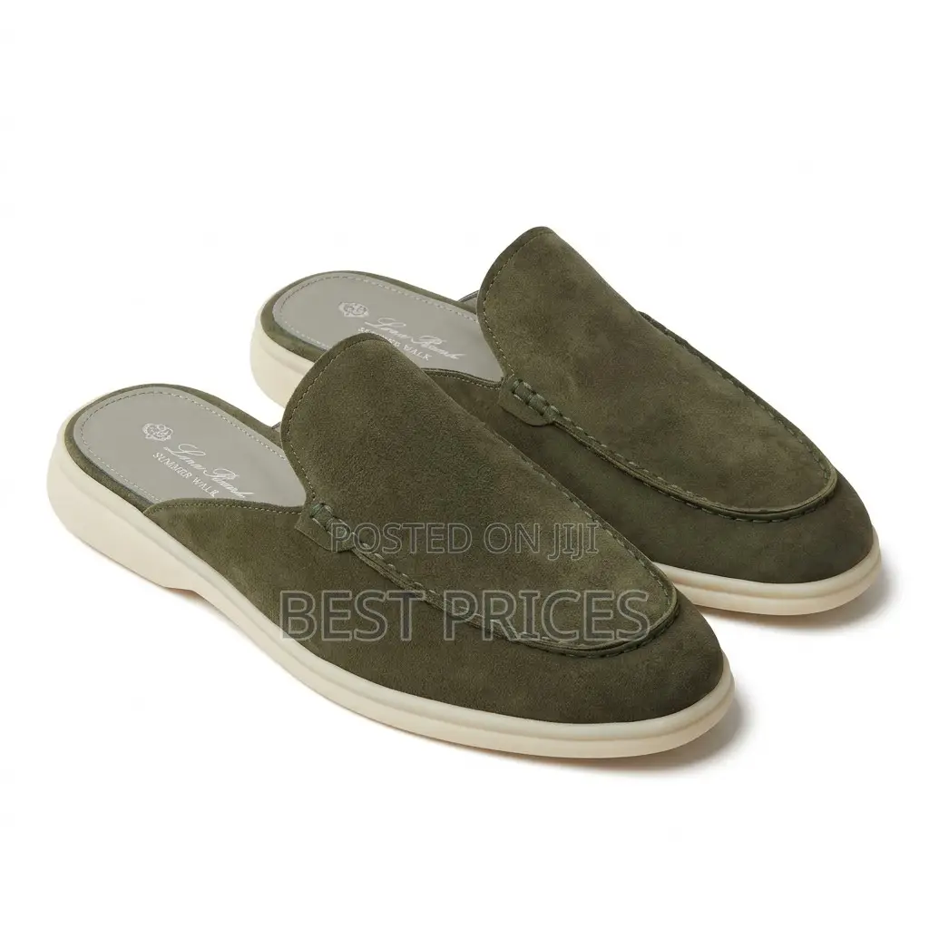 Men's Olive Green Suede Mule Slides