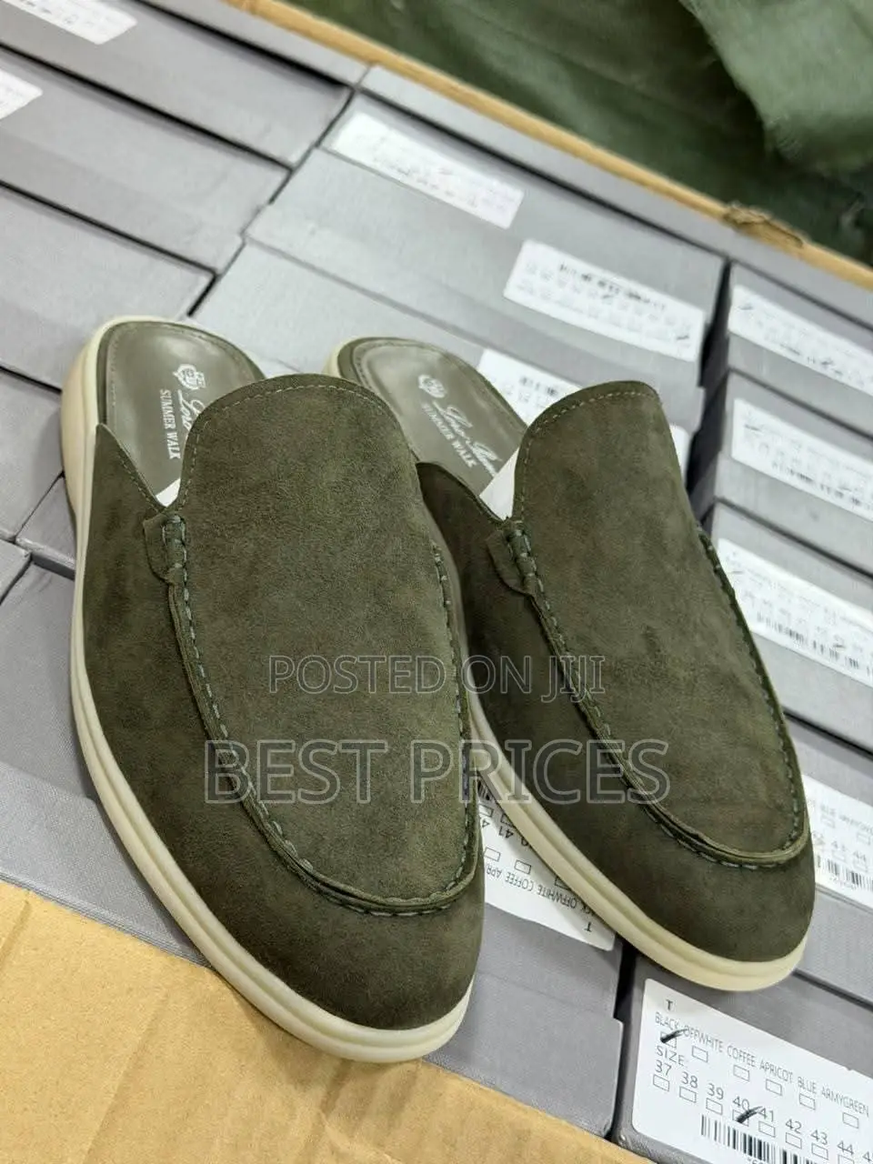 Men's Olive Green Suede Mule Slides