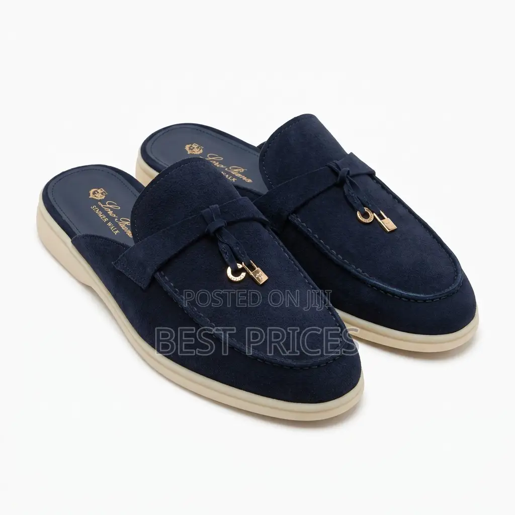 Men's Navy Blue Backless Loafer Mules