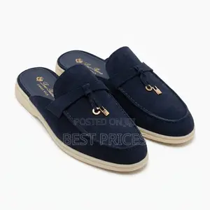 Men's Navy Blue Backless Loafer Mules