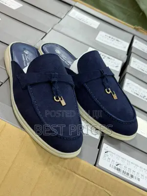 Men's Navy Blue Backless Loafer Mules