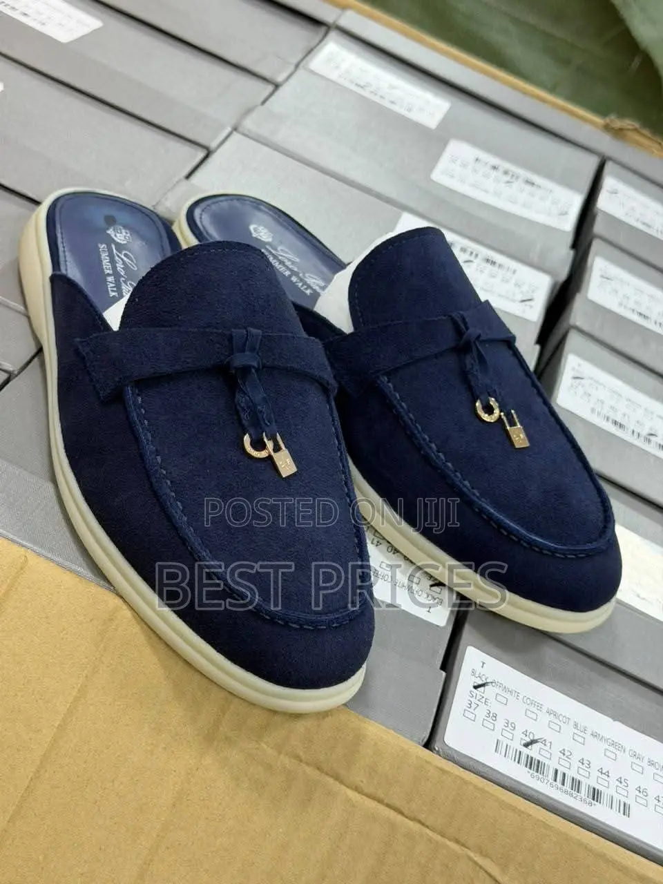 Men's Navy Blue Backless Loafer Mules