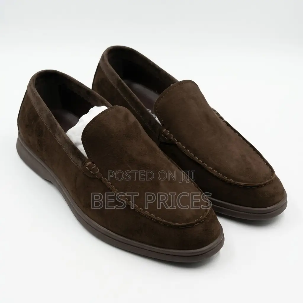 Men's Brown Suede-Look Slip-On Loafers