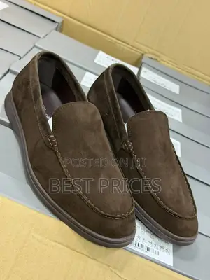 Men's Brown Suede-Look Slip-On Loafers