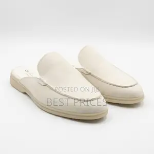 Men's Cream Suede-Look Backless Loafer Mules