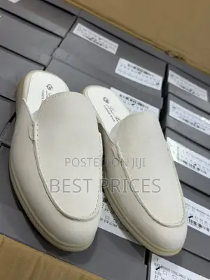 Men's Cream Suede-Look Backless Loafer Mules