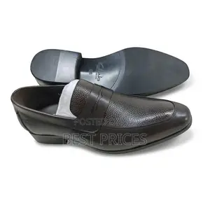 Men's Dark Brown Textured Penny Loafers