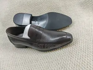 Men's Dark Brown Textured Penny Loafers