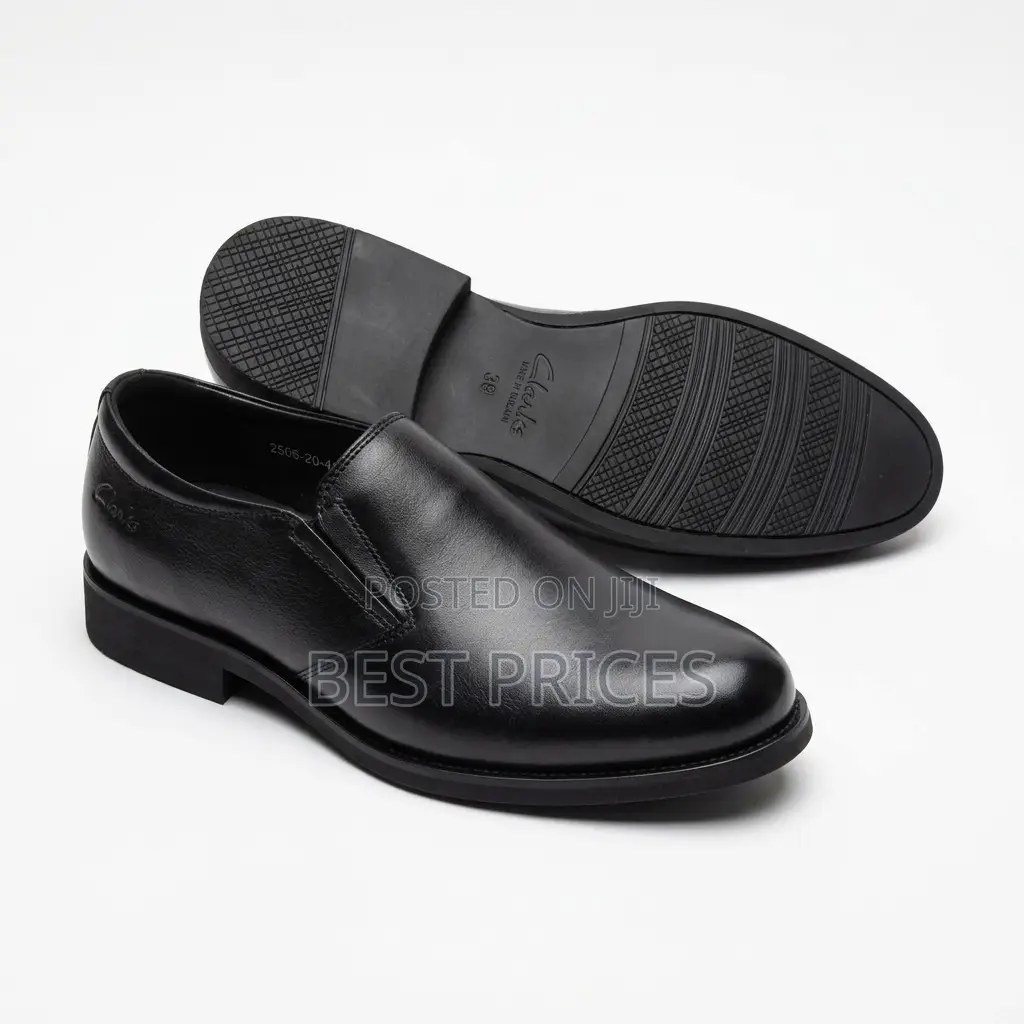 Men's Black Plain-Toe Formal Slip-On Shoes