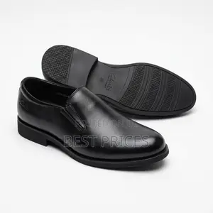 Men's Black Plain-Toe Formal Slip-On Shoes
