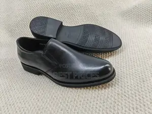 Men's Black Plain-Toe Formal Slip-On Shoes