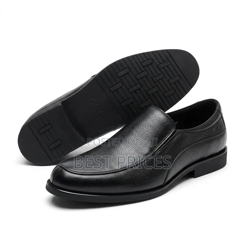 Men's Black Pebbled-Vamp Formal Slip-On Loafers