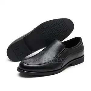 Men's Black Pebbled-Vamp Formal Slip-On Loafers