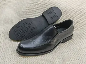 Men's Black Pebbled-Vamp Formal Slip-On Loafers