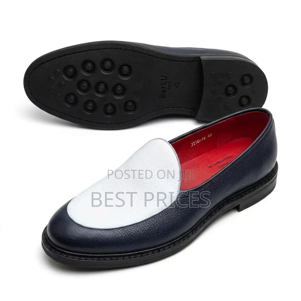 Men's Navy and White Two-Tone Slip-On Loafers
