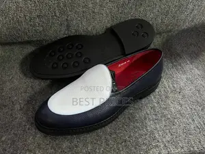 Men's Navy and White Two-Tone Slip-On Loafers