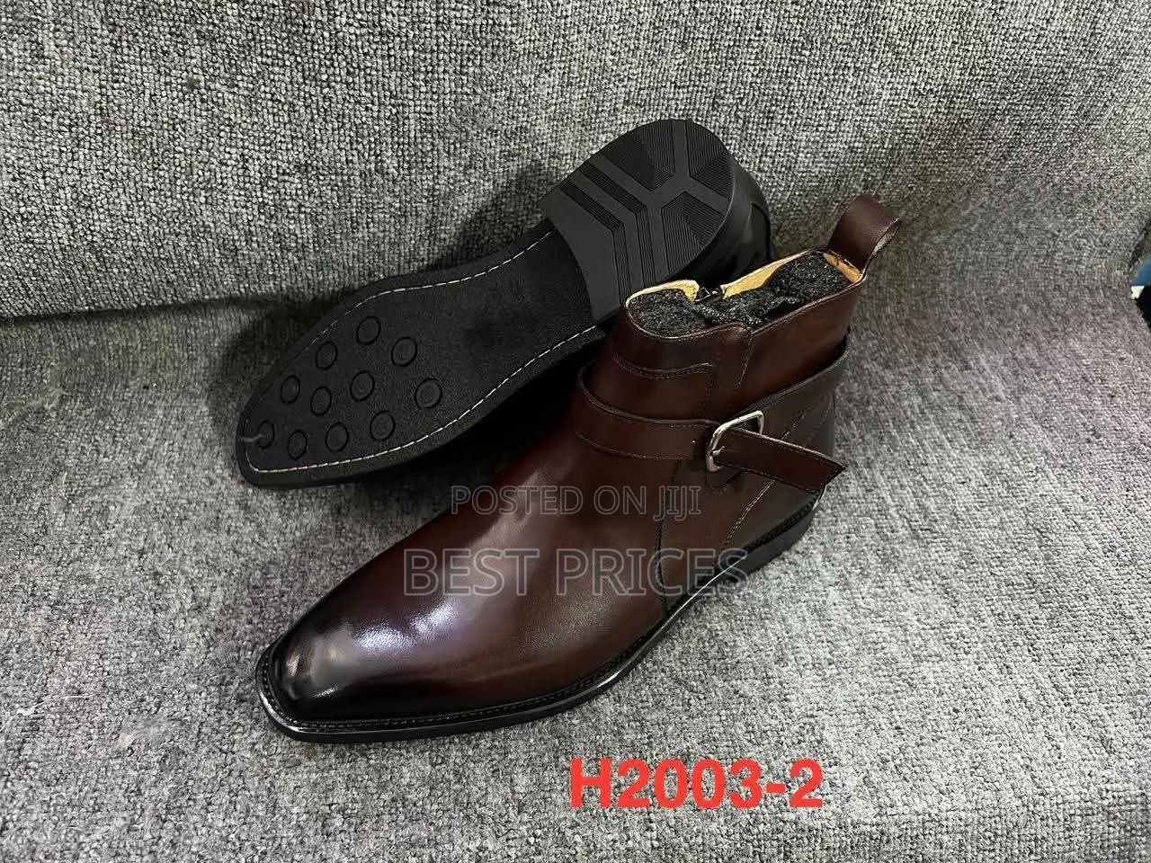 Men's Dark Brown Buckle-Strap Ankle Boots