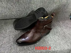 Men's Dark Brown Buckle-Strap Ankle Boots
