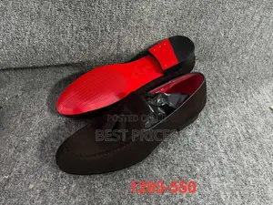 Men's Dark Brown Suede-Look Tassel Loafers with Red Soles