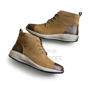 Men's Tan Textured-Panel Lace-Up Ankle Boots