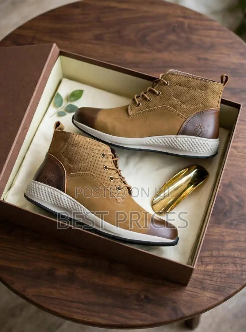 Men's Tan Textured-Panel Lace-Up Ankle Boots