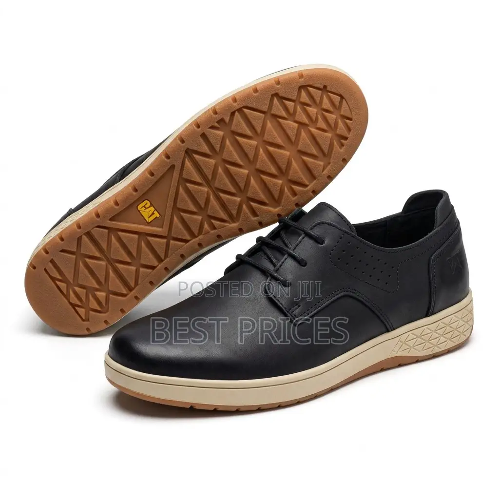 Men's Black Lace-Up Casual Shoes with Cream Soles