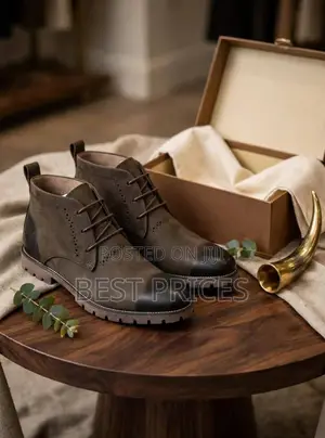 Men's Taupe Brown Contrast-Toe Lace-Up Ankle Boots