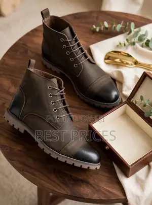 Men's Dark Brown Cap-Toe Lace-Up Ankle Boots