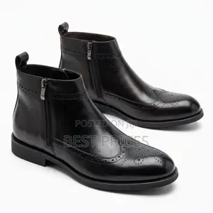 Men's Black Wingtip Brogue Zip-Up Ankle Boots